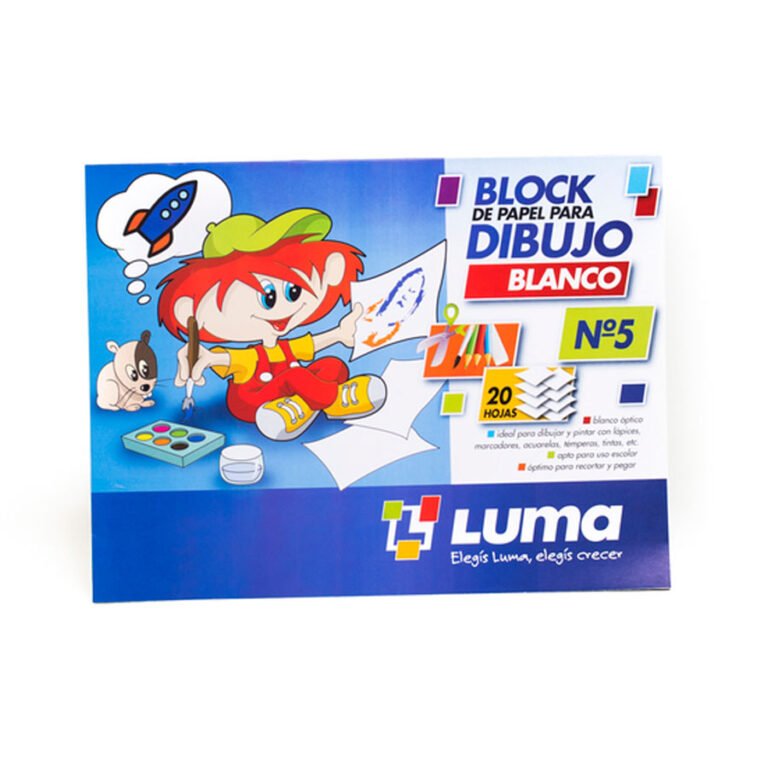 Block De Dibujo Escolar N5 Blanco Luma 65673 Improstock