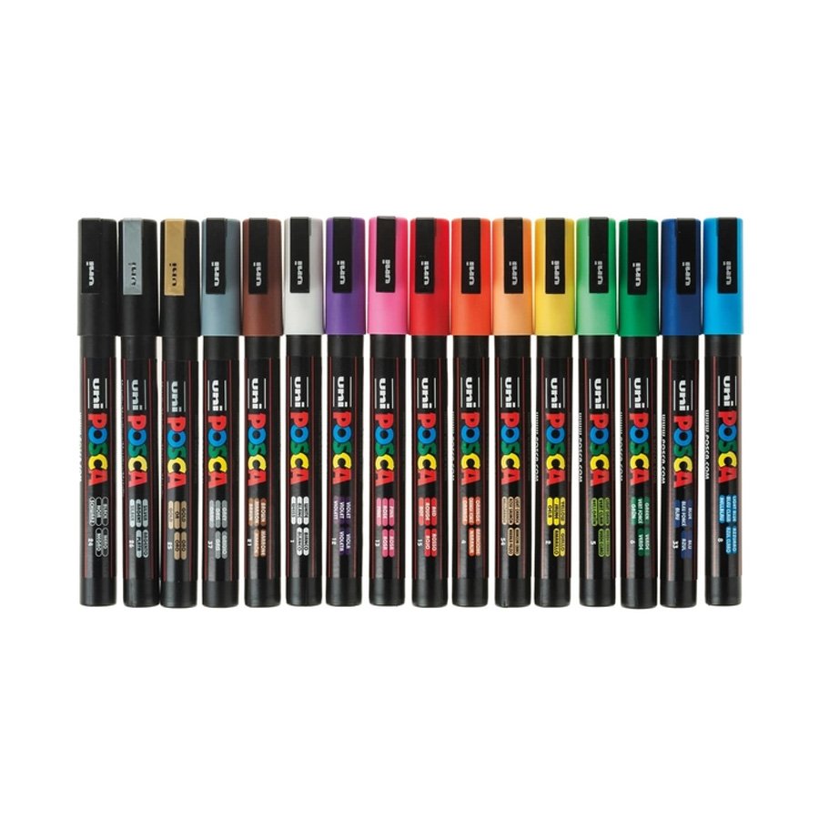 Marcador Uni Posca Pc-5m Pack Set X 16 Colores Brillantes