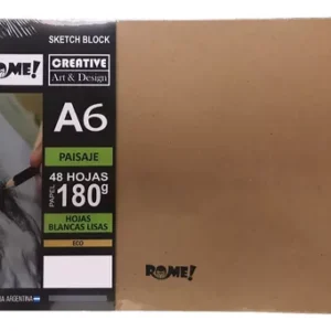 Cuaderno A6 Apaisado X 180 Grs 48 Hojas Blancas Lisas Rome (337226)