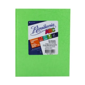 Cuaderno ABC Tapa Dura 19x23 50 Hojas Araña Verde Manzana Rivadavia (37046)