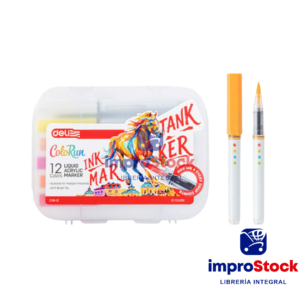 Marcador Acrilico X12 Color Run Punta Pincel Deli (343350)